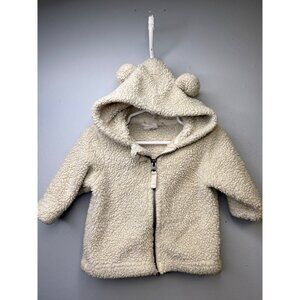 Off White Hanna Andersson Zip Fleece Hoodie - Size 60 (3 to 6 Months)